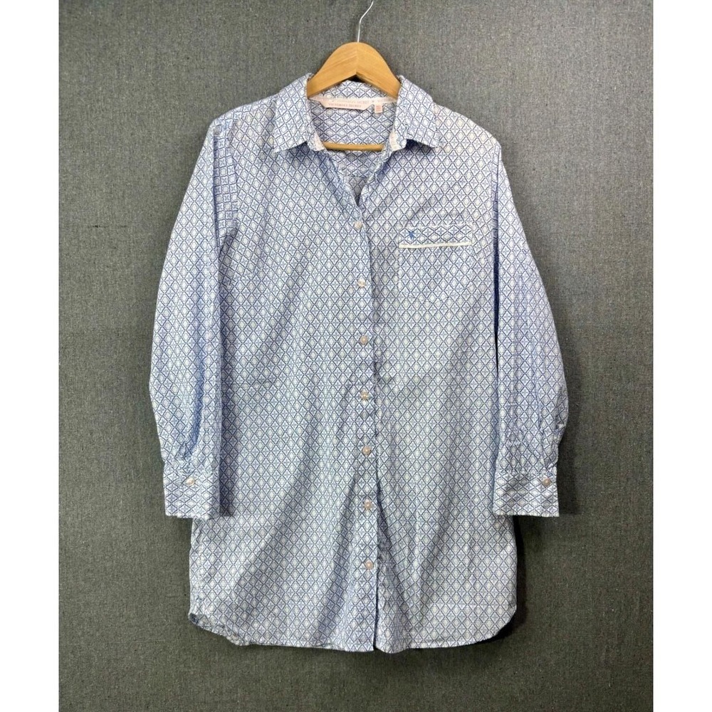 Victoria's Secret Sleep Shirt Women Medium Blue Excellent Geometric Nightgown - Picture 1 of 3